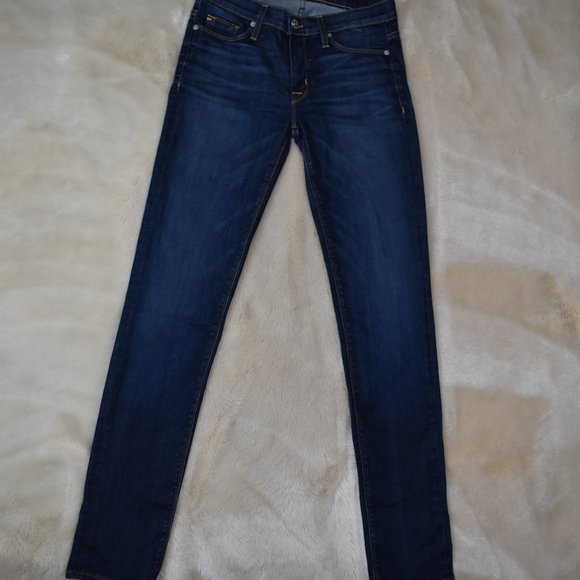 Hudson Blair Tilda Straight Leg Skinny Mid Waist Dark Blue Denim Jeans 27 - Picture 2 of 11